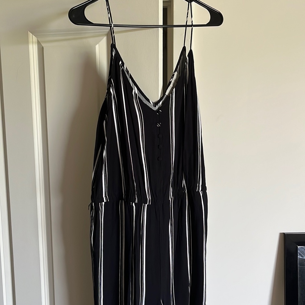 Jumpsuit from The Loft. Black and white stripes. Size 12.